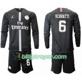 Billige Fotballdrakter Paris Saint-Germain VERRATTI 6 Jodan Svart Barn Tredjedraktsett 2018/19 Langermet